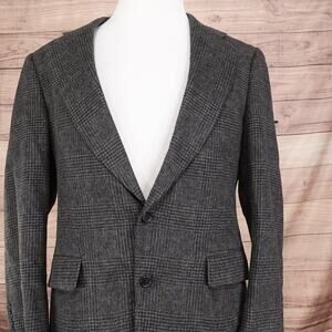 Vintage Jos A Bank Blazer Sport Coat Mens 40 Plaid Camel Hair Kent Two Button
